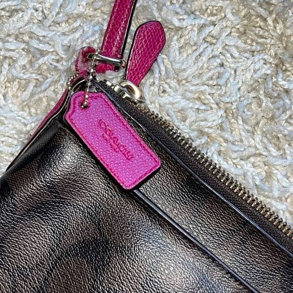 Coach Signature Crossbody Bag F35940 Brown & Pink Ruby - Picture 9 of 15